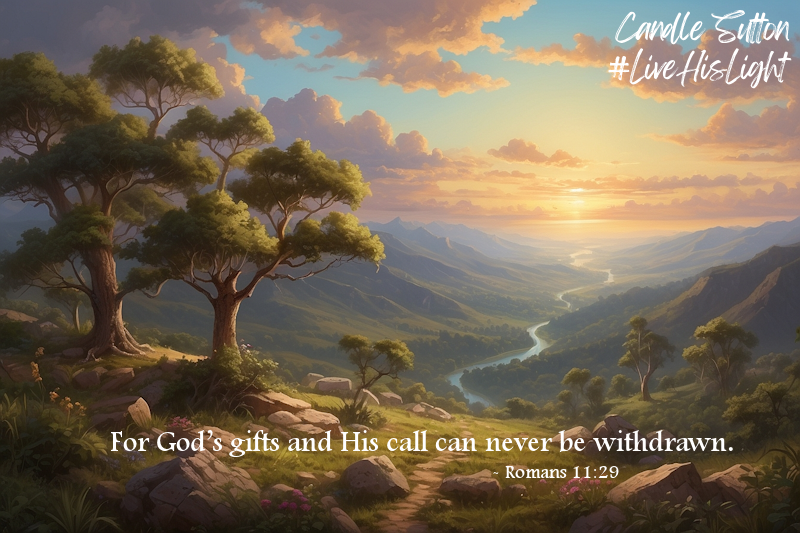 candlesutton's tweet image. It's interesting that this verse links God's gifts with His call. He's put a calling on each of our lives and gives us the gifts needed to follow His call.

#LiveHisLight #ObeyGod