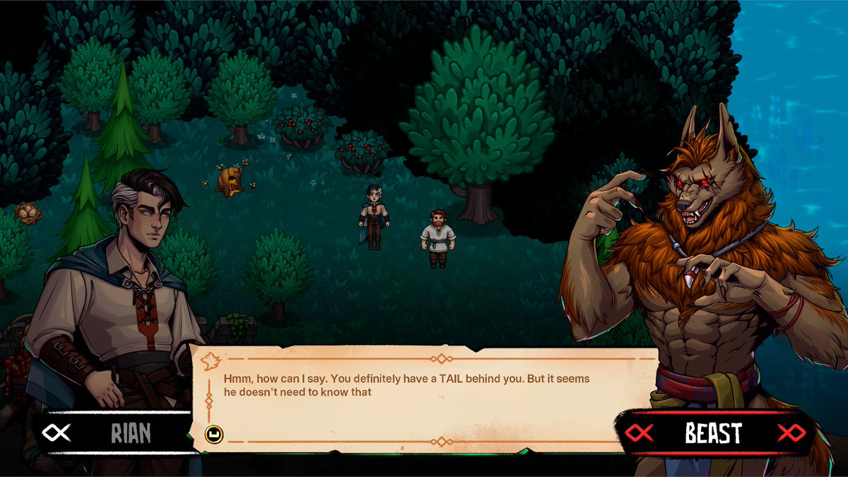 devsanddorks's tweet image. Wolf with Inn by @thundertale 

You are a werewolf with your own inn. Mushroom folk live across the river, and noble white knights want you dead. Wolf With Inn is a cozy fantasy tavern simulator for those tired of being the hero. Dare to don the wolf's skin?

More below ⬇️