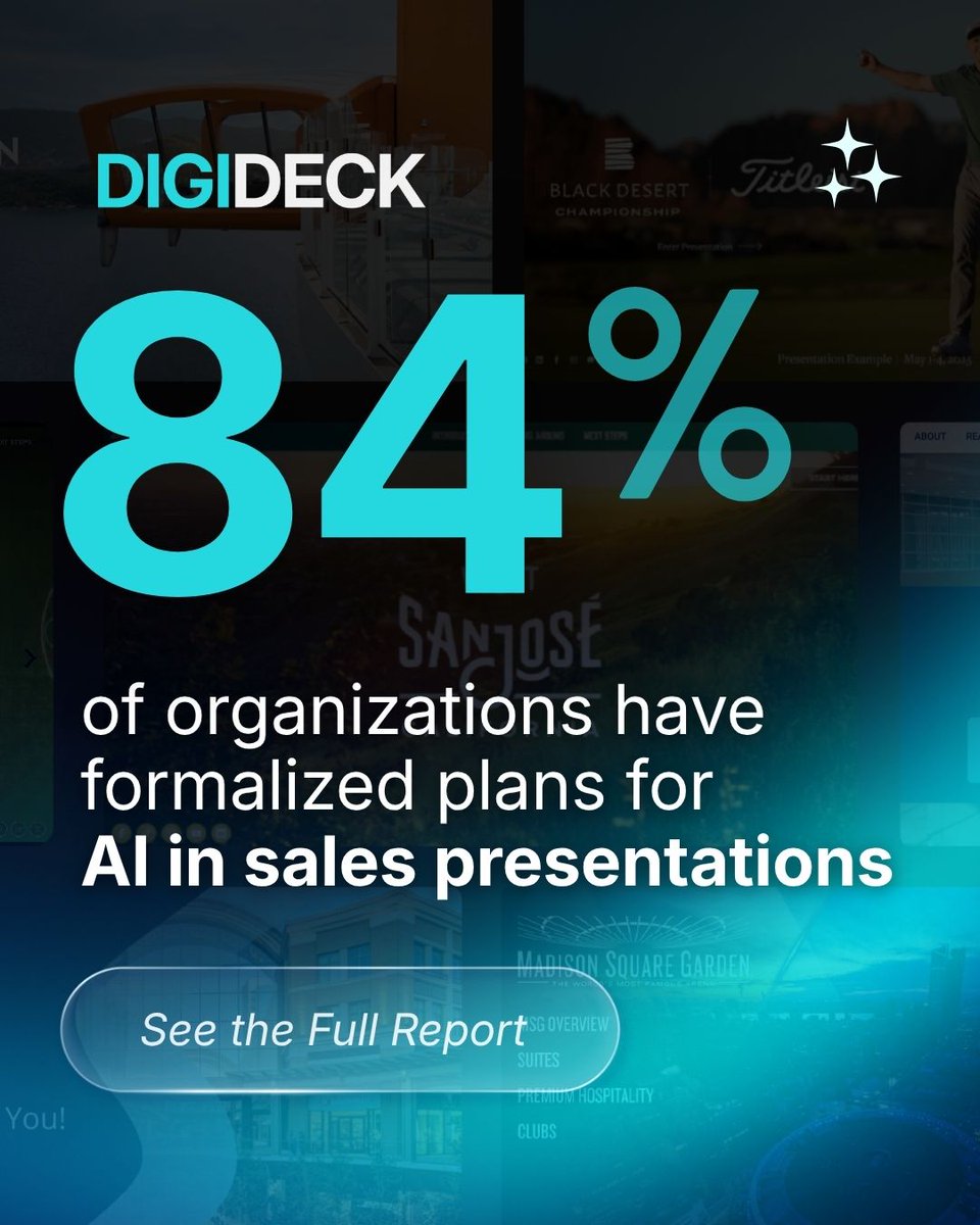 DIGIDECKbySD's tweet image. AI is everywhere in sales right now.

But #adoption is outpacing control:

 • 83% say #AI is core to #presentations
 • 87% say #governance is lagging

So what does that mean for your team?
Download our free #AI report to find out:👇
lnkd.in/g5zMDRHb