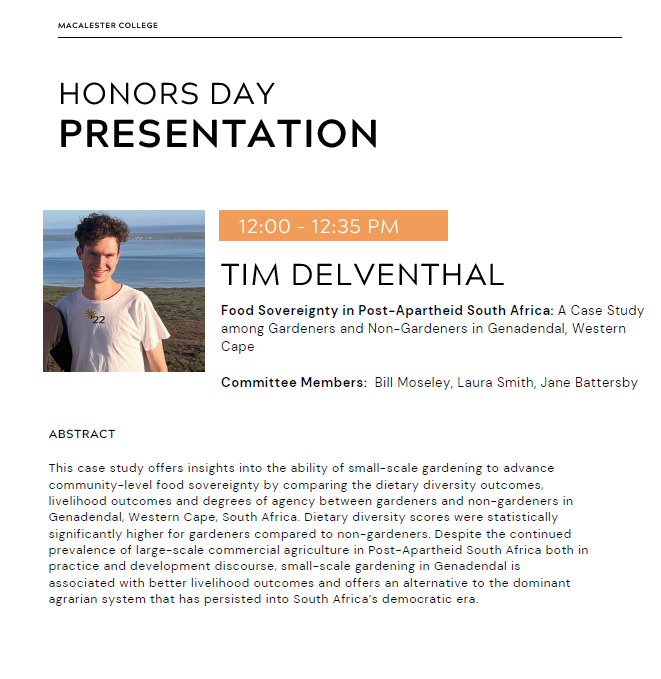 WilliamGMoseley's tweet image. Three of my honors students present and defend their @Macalester #geography senior honors theses next week. So proud of their work!