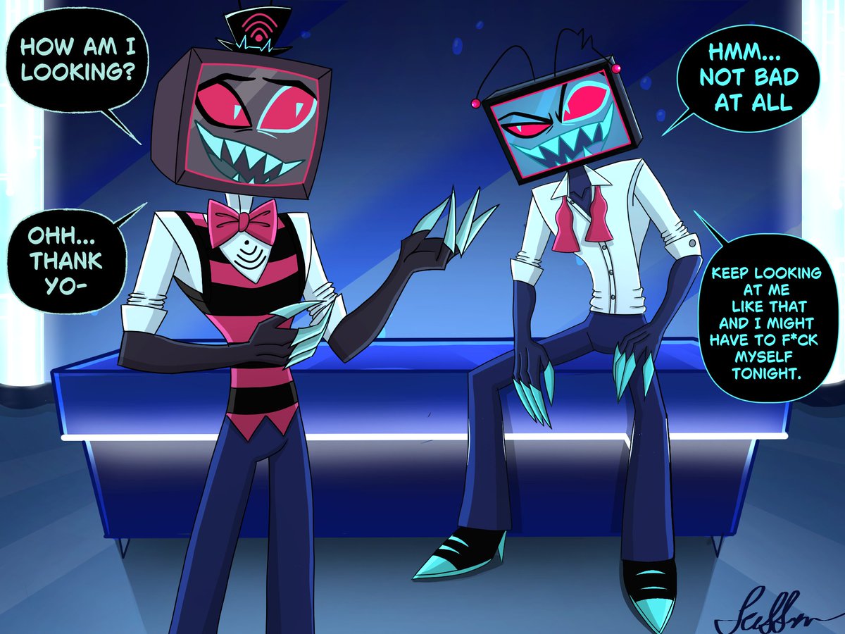 ILetThemSuffer's tweet photo. Here’s my own submission for the Draw with me challenge!

BoxVox paid a visit… and yeah… things escalated quickly 😅

Huge thank you to everyone who participated 
— you all killed it! 

We definitely have to do this again at some point.

#HazbinHotel #HazbinHotelVox #Voxcest https://t.co/DLY92tvFG6