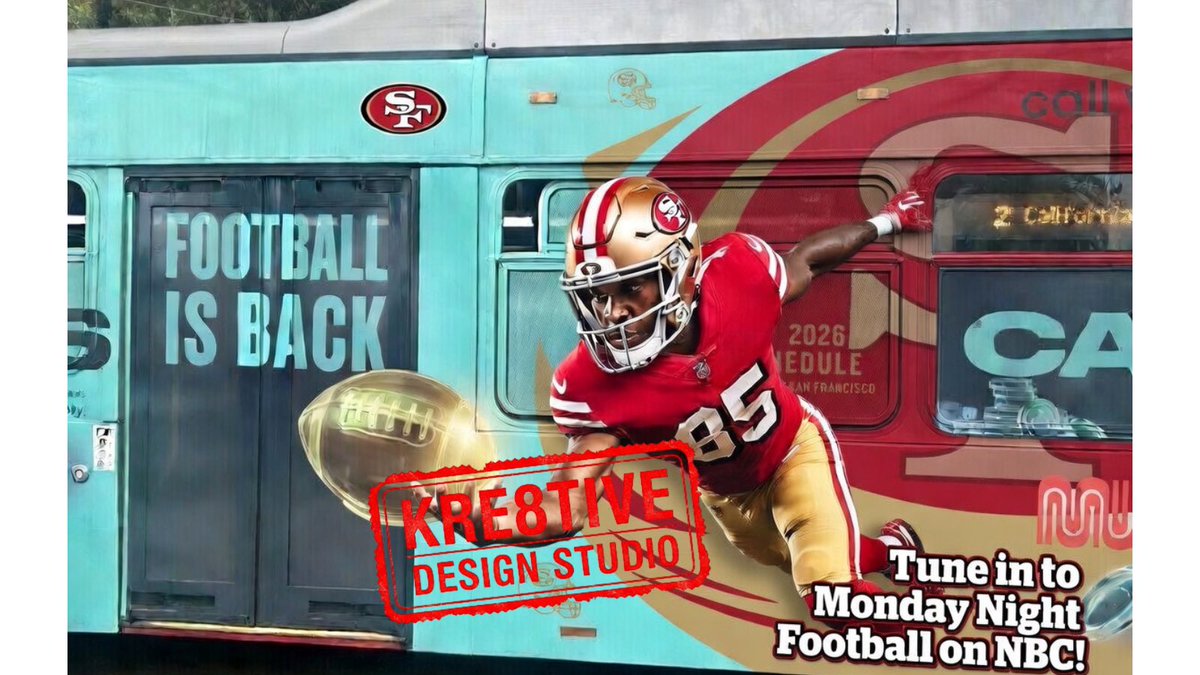 kre8tiveone's tweet image. @SleeperNFL thanks for the inspiration 🚎
#samplead #49ers #buswrap #adspace #3D