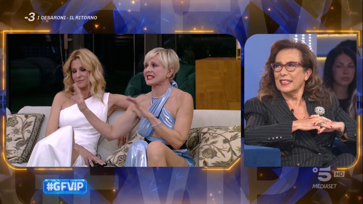 IlMondodellaTV's tweet photo. #Cesara: "Adriana intanto si attacca a tutto. Pesale tu le parole."
#Selvaggia: "Vabbè Adriana ha preso le parti di Antonella da quanto glielo abbiamo suggerito dallo studio"
#Cesara: "La paladina!"  
#grandefratellovip https://t.co/6J5COvKEbH