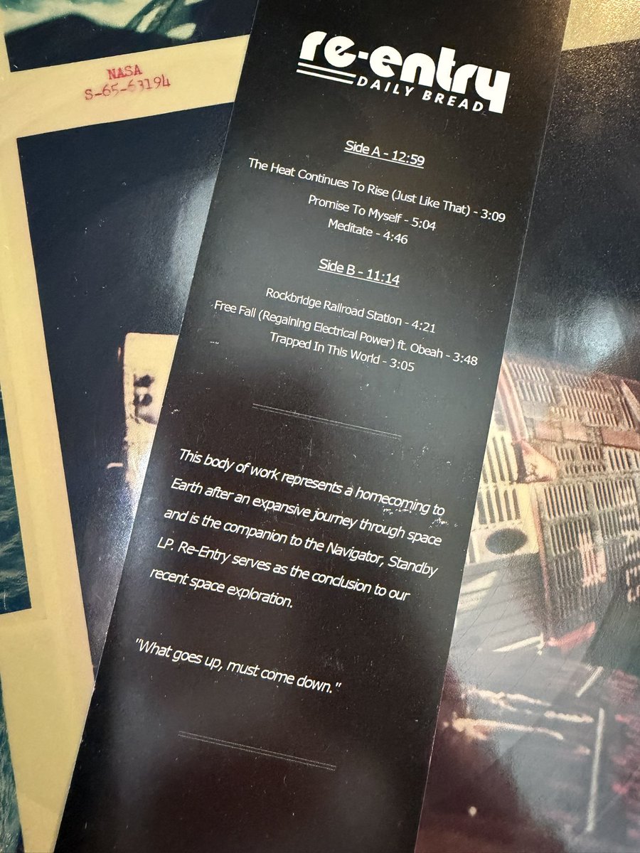 dailybreadmusic's tweet photo. Artemis II Re-entry happens tonight! Perf time to revisit 2020’s Re-Entry EP. They’re the same duration &amp; chronicle the same events. https://t.co/GNBB6dHK0M