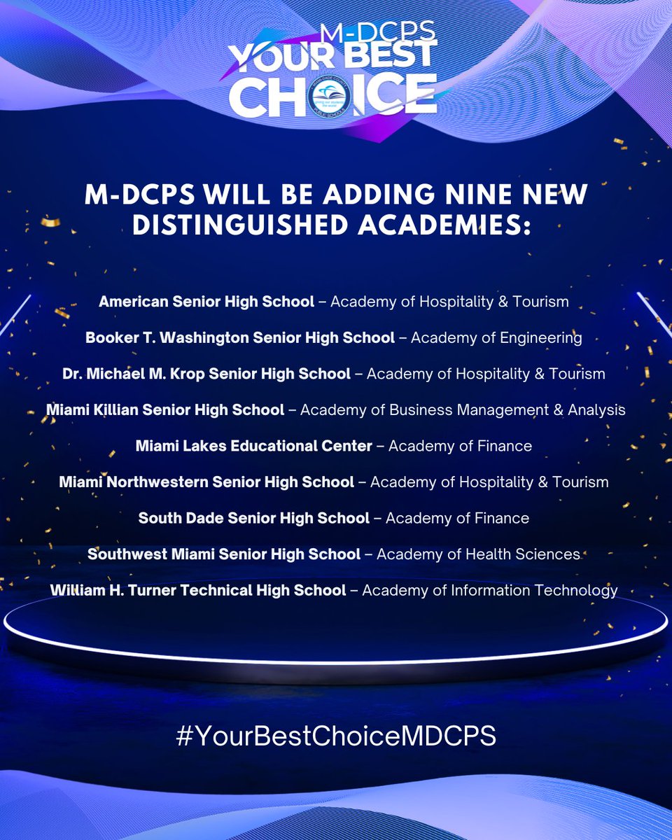 SuptDotres's tweet image. .@MDCPS continues to lead the nation with 60 @NAFCareerAcads Distinguished Career Academies and 3 Model Academies, the most of any district in the country. With the addition of nine new Distinguished Academies for 2026, we are expanding opportunity, excellence, and real‑world
