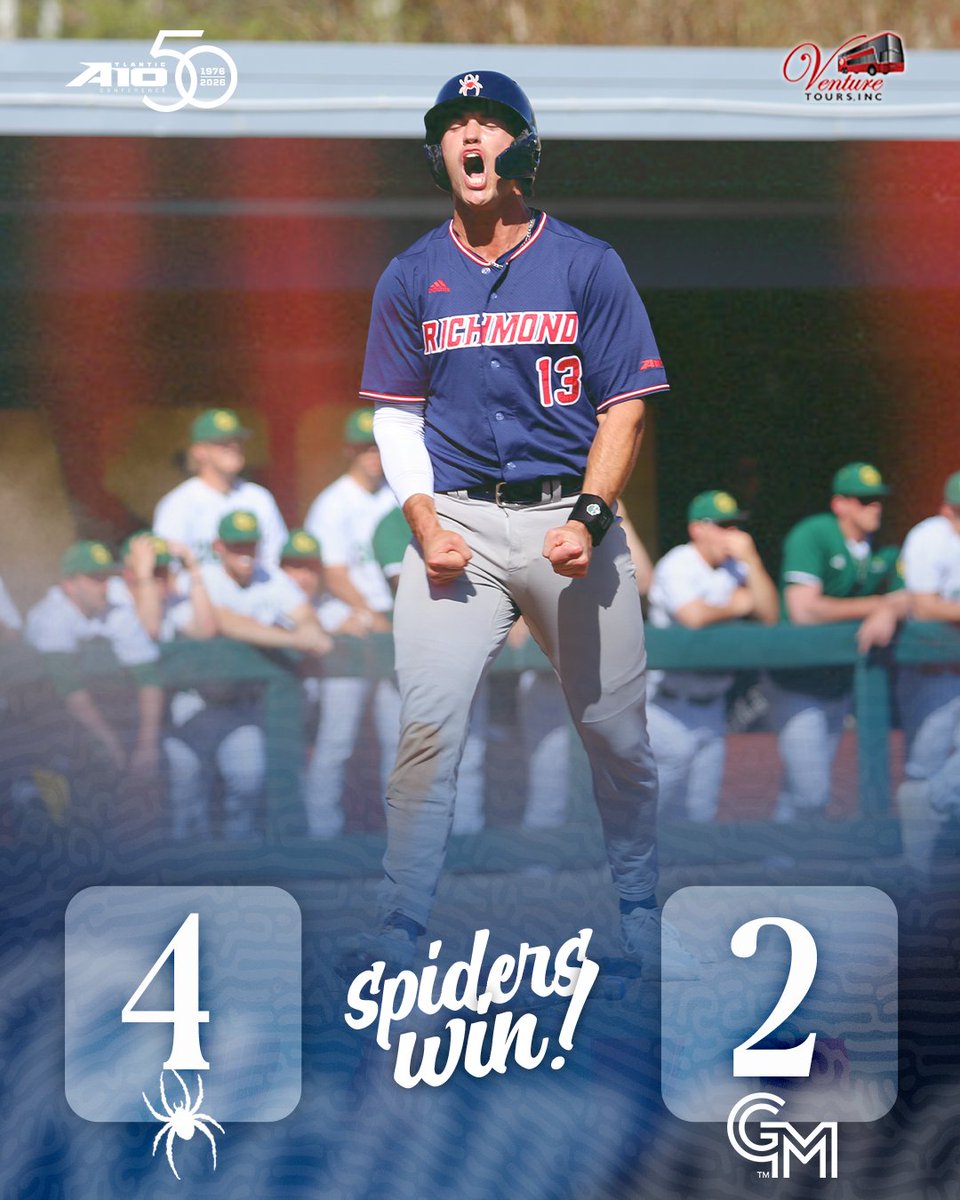 SPIDERS WIN!
Final: Richmond 4, George Mason 2

Ruggiero locks it down in the bottom of the ninth for the save! Topolski gets the win! 

Back at Spuhler Field for game two Saturday at 1 PM!
#OneRichmond <a href="/SpiderAthletics/">Richmond Athletics</a>
