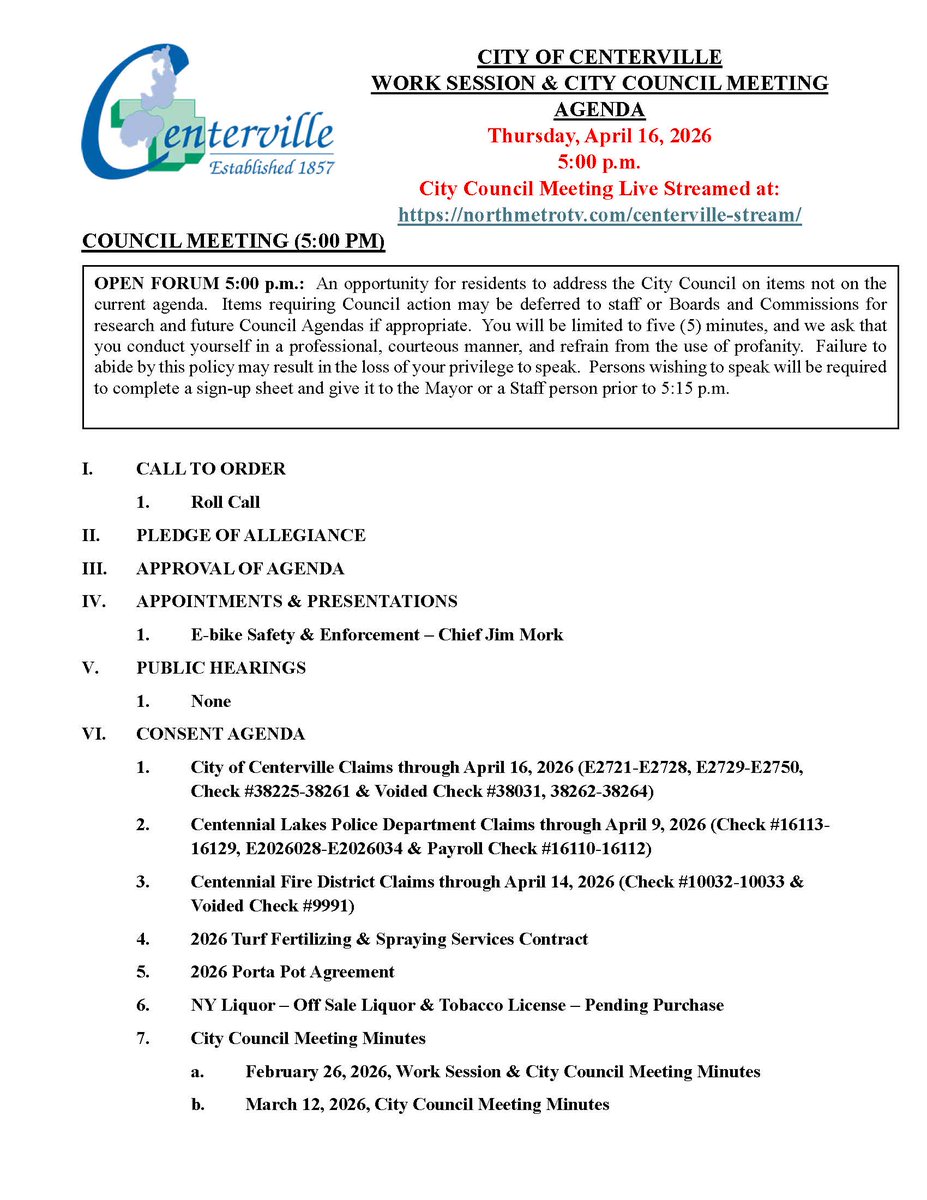 City of Centerville tweet media