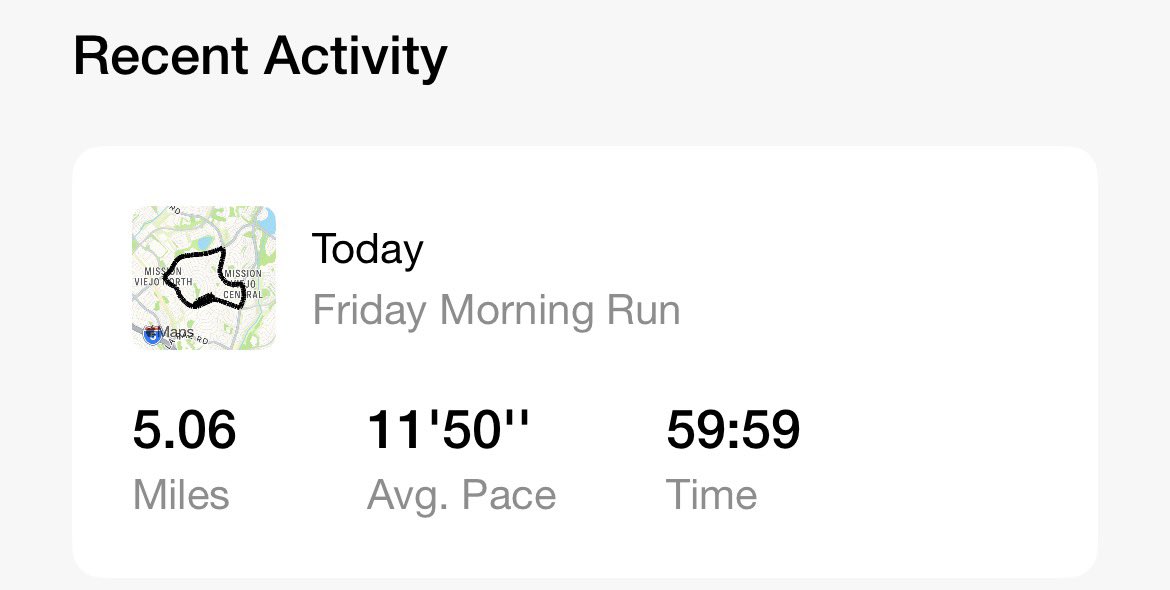 Friday Run Complete 
5.06 miles at an average pace of 11:50 per mile <a href="/ComicConFit/">Comic Con Fit</a> #cosplayfit