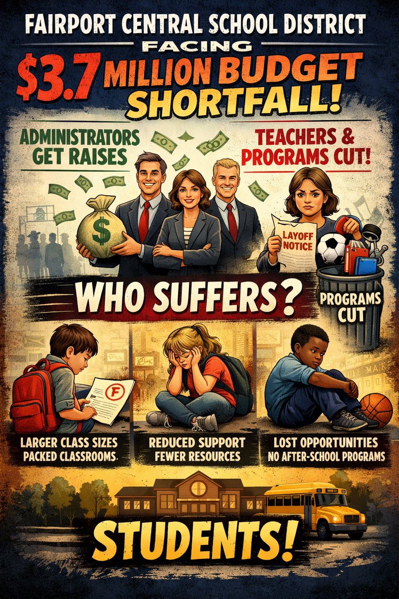 FairportEd's tweet photo. Teachers are being fired in Fairport Central School District. @BobLonsberry @WHEC_JLewke @pittparents @everychildleft @K_DeRosa_NY135 @schools_us @EliseStefanik @NewYorkGOP @PatrickReillySC @finguys @WeAreFairport @UFT https://t.co/0KXys20q8K