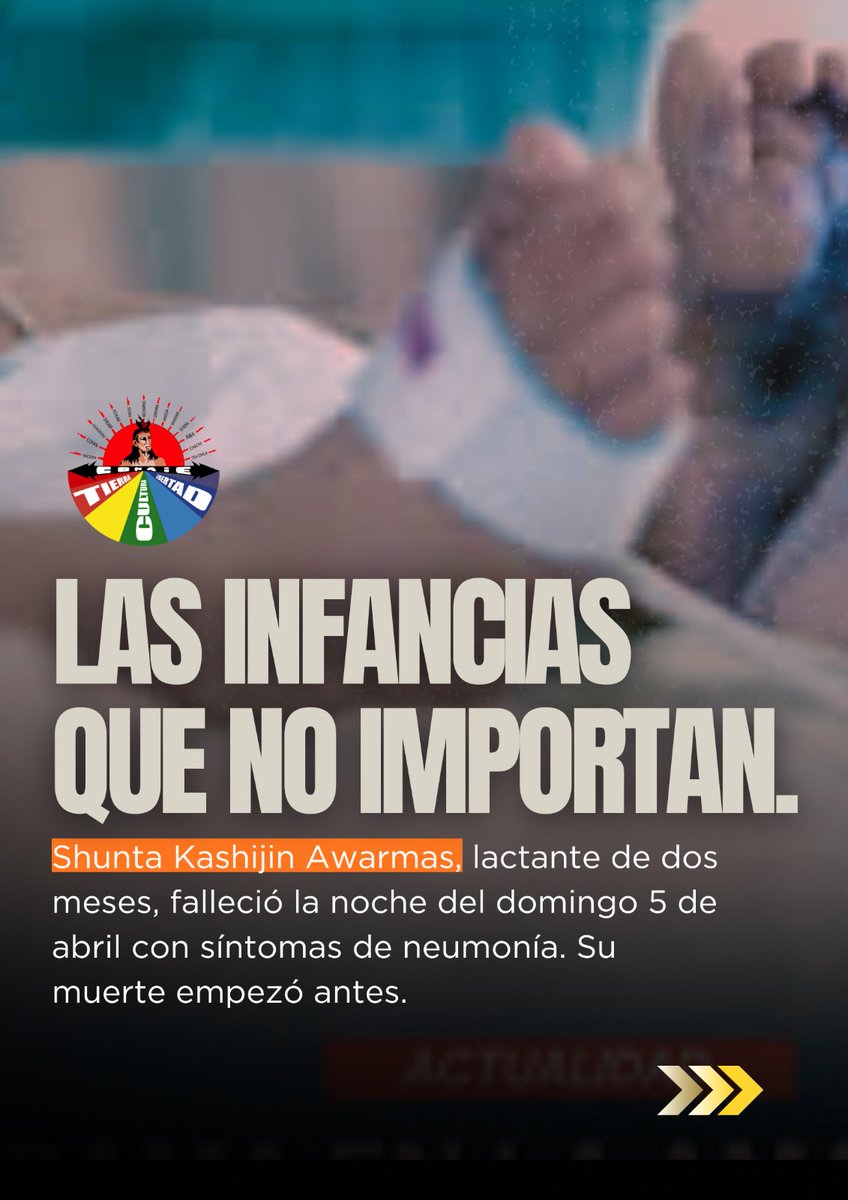 CONAIE_Ecuador's tweet image. ⭕ #Taisha | Shunta Kashijin Awarmas tenía 2 meses. No murió solo por una enfermedad, murió por abandono. Sin atención en su comunidad, sin insumos en el hospital, sin respuesta del Estado. Lo que falta no es capacidad: es voluntad para garantizar la vida.

#Conaie #Ecuador