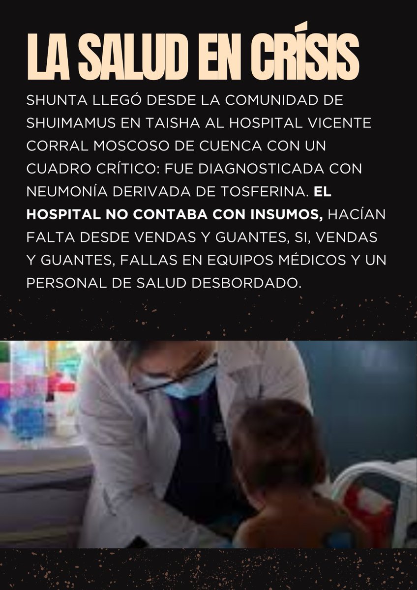 CONAIE_Ecuador's tweet image. ⭕ #Taisha | Shunta Kashijin Awarmas tenía 2 meses. No murió solo por una enfermedad, murió por abandono. Sin atención en su comunidad, sin insumos en el hospital, sin respuesta del Estado. Lo que falta no es capacidad: es voluntad para garantizar la vida.

#Conaie #Ecuador