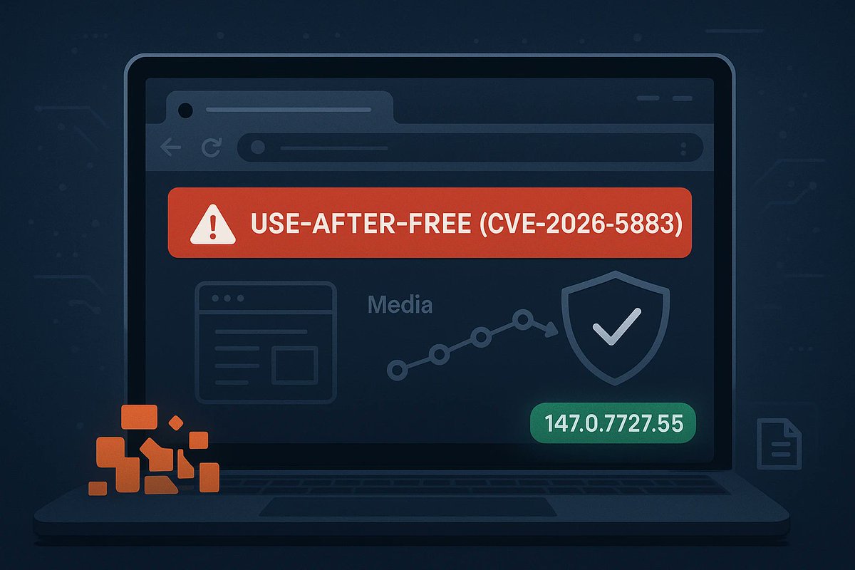 windowsforum's tweet photo. 🧨 Another day, another browser memory bug: CVE-2026-5883 lets crafted HTML play roulette with your sandbox. Patch Chrome now—because “random crashes” are apparently “remote code.”
https://t.co/YVvvJdcNJy
#ChromeSecurity #BrowserPatching #Cve20265883 #UseAfterFree https://t.co/UdVLZn5kbf