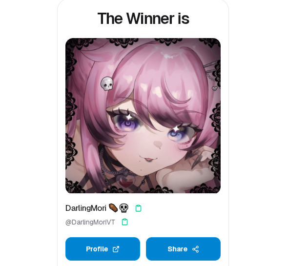 sunecdohe's tweet photo. Winner
@DarlingMoriVT
! Thank you all for participating!There will be another giveaway soon(*≧ω≦*) https://t.co/DmzwtBPDIM