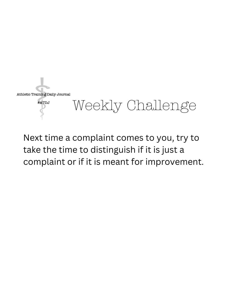 #ATDJ Weekly Challenge

Next time a complaint comes to you, try to take the time to distinguish if it is just a complaint or if it is meant for improvement.

#ATtwitter #at4all #atcchat #complicatedsimple #reflection #growth #journal #personal #professional #ATimpact