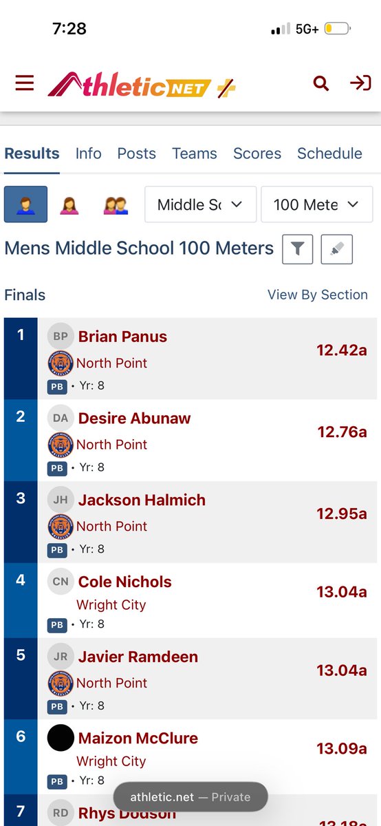 BrianPanus86279's tweet image. Good Results from this week's track meet, but I plan on improving these times next week at the Wright City MS Invitational! #keepworking  #track #football  #BeGreat #ShowMe #classof2030 #EliteMade @TheLegionSTL @elitefootball @NPGrizzliesFB @CoachZangriles @CoachMyersNP