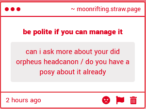 It depends on what you want to know about it!! + parts of it are influenced by a friend who knows a lot more abt DID than I do. But baseline I think Orpheus/Nightmare/Memory (and possibly some others) are all alters/self-states for Orpheus
