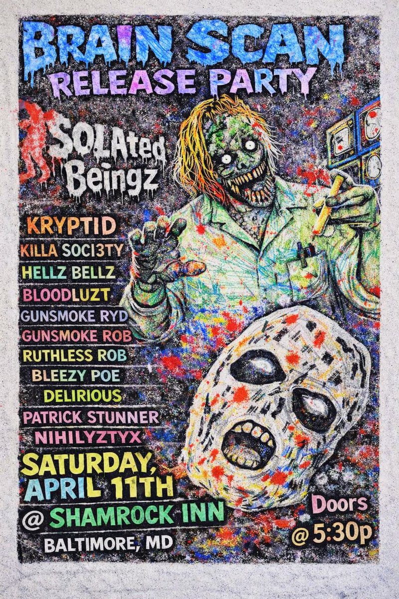 SiKeSiCk's tweet photo. The mask is onβ¦ the blood still fresh π©Έ
βIsolated Beingz - Crimson Maskβ Ft. Hellz Bellz OUT NOW
Tomorrow the Brain Scan continues LIVE in Baltimore
Isolated Beingz Release Party @ Shamrock Inn
#hellzbellz #horrorcore #fyp #instaviral #baltimorenightlife https://t.co/JeuSZ1EpBk