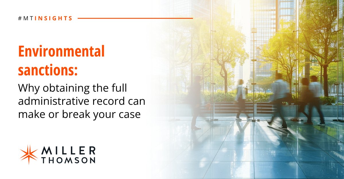 MillerThomson's tweet image. Few Quebec businesses realize that contesting a sanction from the Ministère de l’Environnement, de la Lutte contre les changements climatiques triggers the Ministry to disclose the business' complete case record. Learn more: millerthomson.com/en/insights/en…

#EnvironmentalLaw