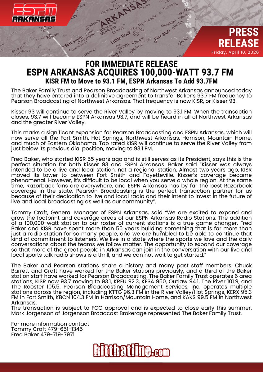 ESPN Arkansas & HitThatLine.com tweet media