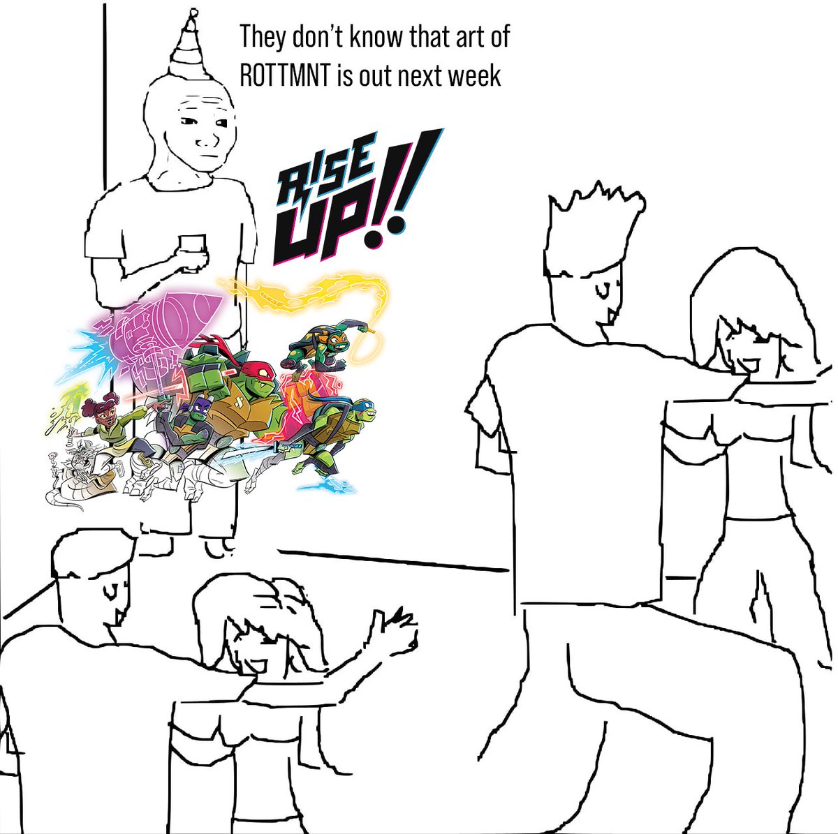 IDWPublishing's tweet image. They just don't get us...

If you're more excited for #ROTTMNT than a boring party, make some NOISE!

Preorder The Art of Rise of The #TeenageMutantNinjaTurtles By @thecolinstein here: ow.ly/bnio50Yx3cy

#RiseofTheTeenageMutantNinjaTurtles #Animation #BookRelease #BTS