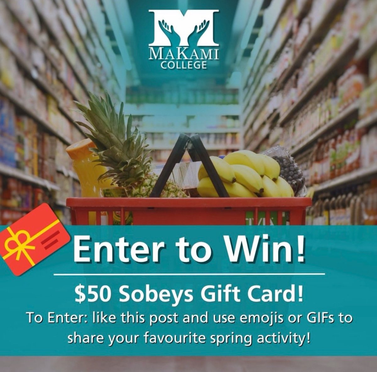 MaKamiCollege's tweet image. 🥕 🎁 April Giveaway 🎁 🥕

Stocking up on groceries? We’ve got you covered! Enter our MaKami College April giveaway for a chance to win a $50 Sobeys gift card!  🛒✨

⭐️ To Enter: Like this post and use emojis or gifs to share your fav spring activity!

#makamicollege #yeg #yyc