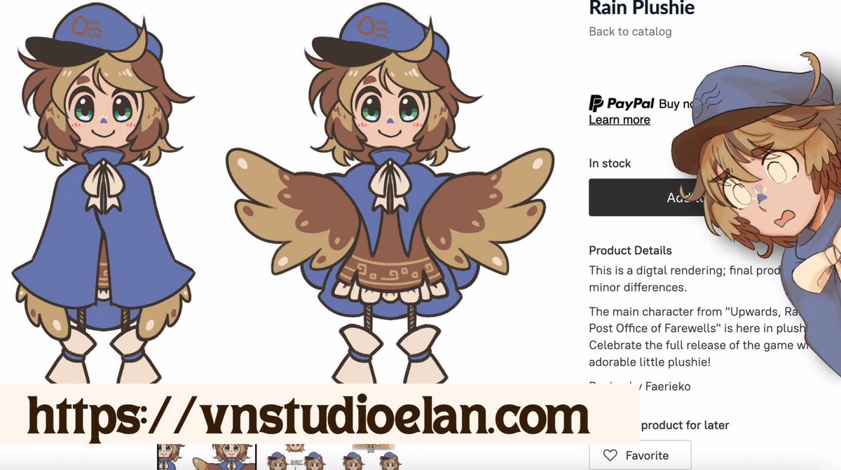 vnstudioelan's tweet photo. It's the last day to pre-order the Rain plushie from Upwards, Rain! Not only will you get a super cute plushie of her, but it also comes with a mini print with digital signatures from the game's team 💙

Pre-order your own plushie now: https://t.co/HfOhKPk10q https://t.co/k5frezpDRn