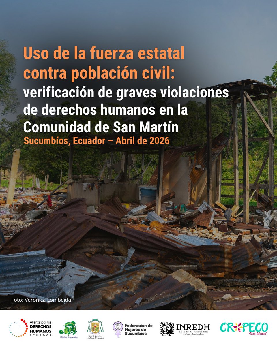 🇪🇨Nos solidarizamos con las víctimas de la Comunidad de San Martín en #Ecuador.
Hacemos un llamado al Estado ecuatoriano a investigar de manera pronta, exhaustiva e imparcial los hechos denunciados, particularmente las detenciones arbitrarias y los actos de tortura