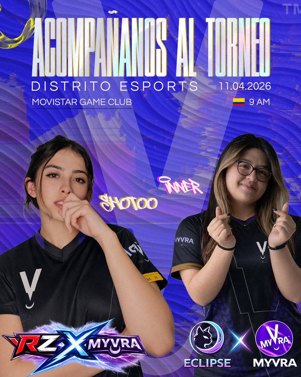Myvraesports's tweet photo. NOS VEMOS MAÑANA🤞🏻

Tendremos compitiendo a dos de nuestras jugadoras en el distrito esports, asi que vayan vayan porque pueden tener sorpresitas!!!

📍 @movistargameclubcol 
⌚️ 9 AM🇨🇴 https://t.co/EGPuZrw8so
