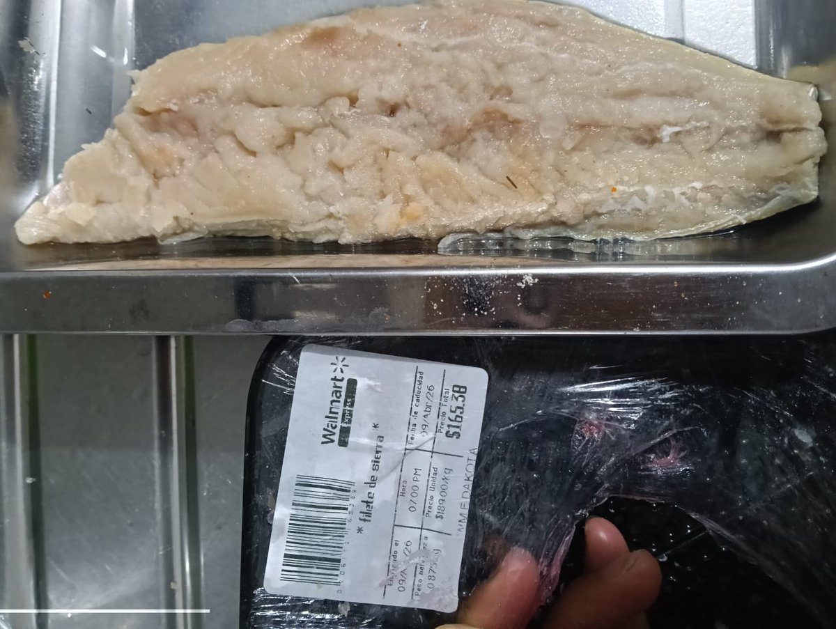 JA_RoMagno's tweet photo. Atención @WalmartMexico @WalmartMXyCAM tu sucursal de Plaza Dakota 95, CDMX ayer me vendió Filete de Sierra, el cual No está  Fresco, un Filete salió ya hechado a perder. 

Tramposamente los tienen en la vitrina volteados... https://t.co/hP2MpLITB1