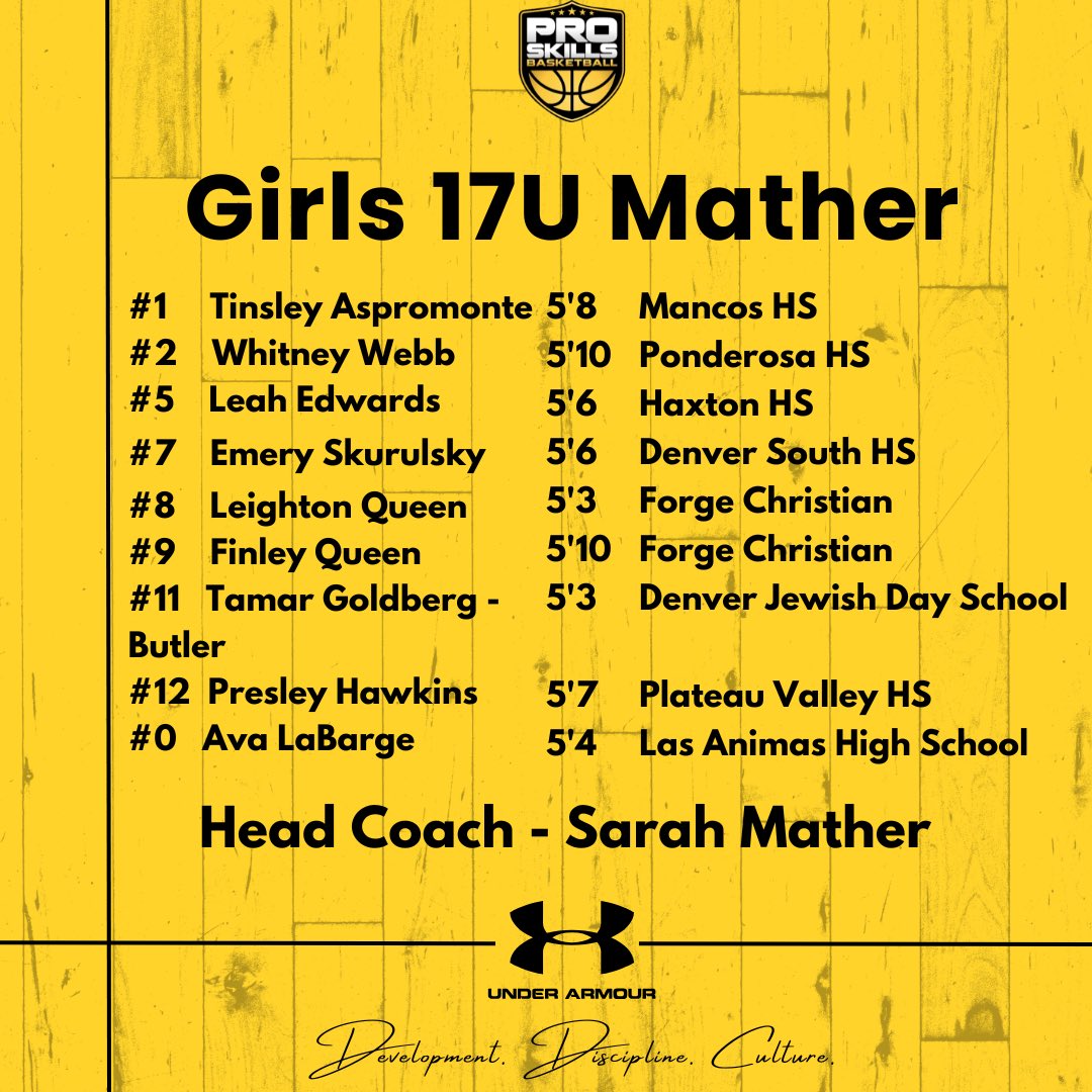 ProSkillsDenver's tweet photo. Introducing our 17U Mather team! The ladies are ready to get after it this Spring and Summer. Be on the look out for this team! https://t.co/ui8lkEpVBu