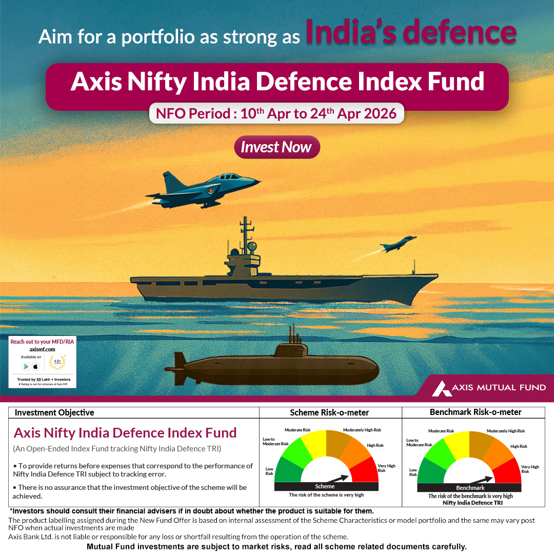 AxisMutualFund's tweet photo. Enduring strength shapes nations. And portfolios that choose it.
Be a part of India’s defence growth story with Axis Nifty India Defence Index Fund.
NFO open 10th–24th April.
Invest now - https://t.co/xlrKSk1VQO
#DefenceGrowth #InvestInIndia #EnduringStrength #NFO https://t.co/XOKFT4vdWL