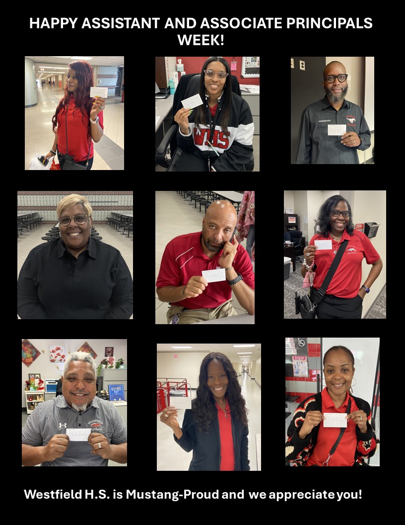 WestfieldCCC's tweet photo. Happy Assistant and Associate Principals Week Thank you for leading with excellence, compassion, and commitment—we celebrate you this week and always!
Also, a huge thanks for the Chick Fila partnership and support you've given me for our Westfield High School campus! @isd_spring https://t.co/Fq7gImuUVt