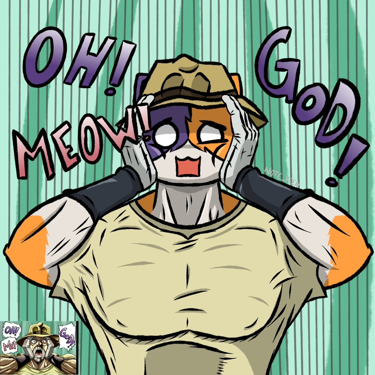 MeowsclesKissMe's tweet photo. OH MEOW GOD!
Reupload from a recent drawing lol

#Meowscles #JJBA #Fanart https://t.co/Nzax8sYdQv