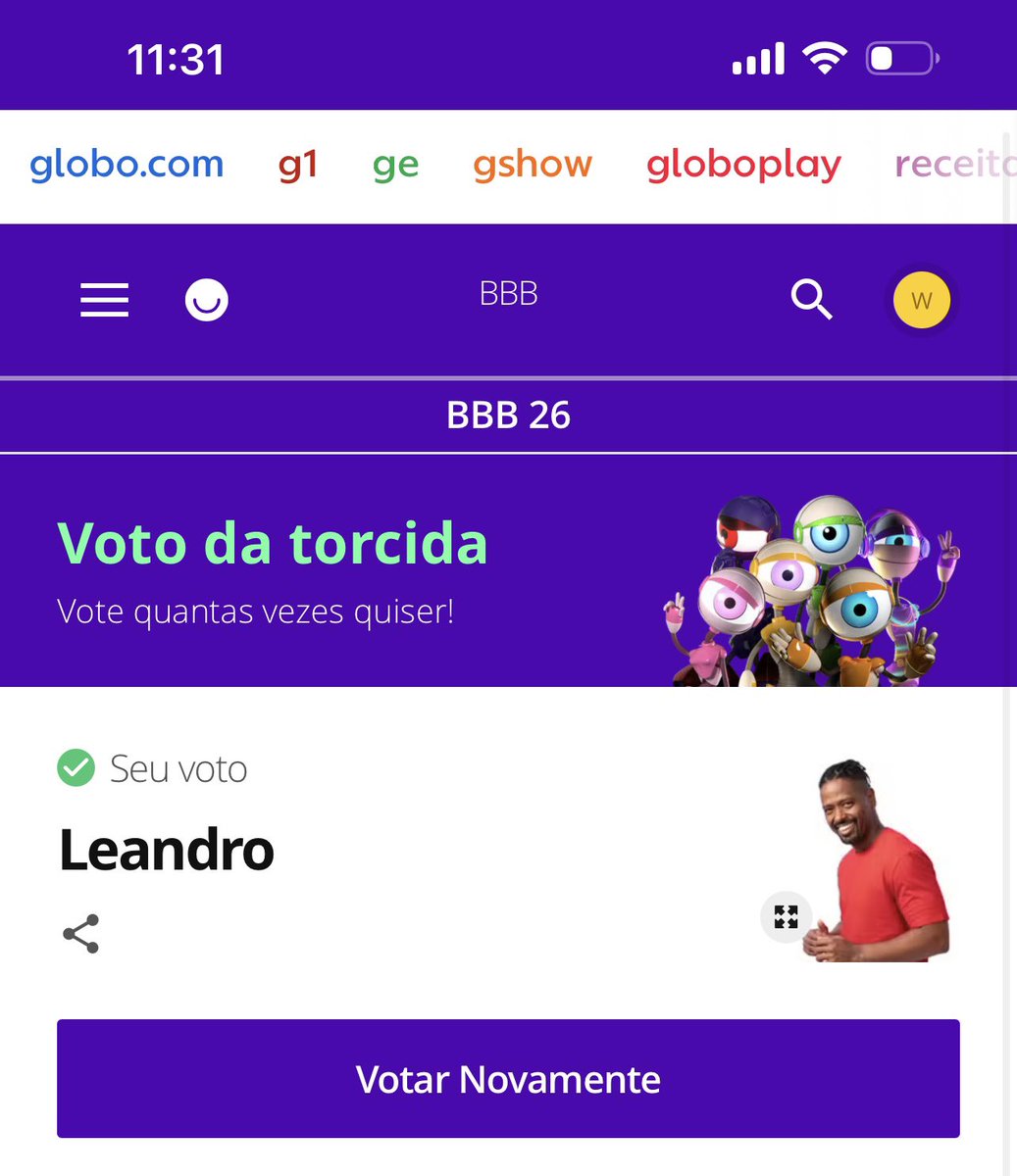 E já tô usando o voto da torcida para eliminar a maior planta da edição que inclusive já ganhou até apartamento sem nada fazer de interessante por longos três meses. #ForaBoneco #BBB26