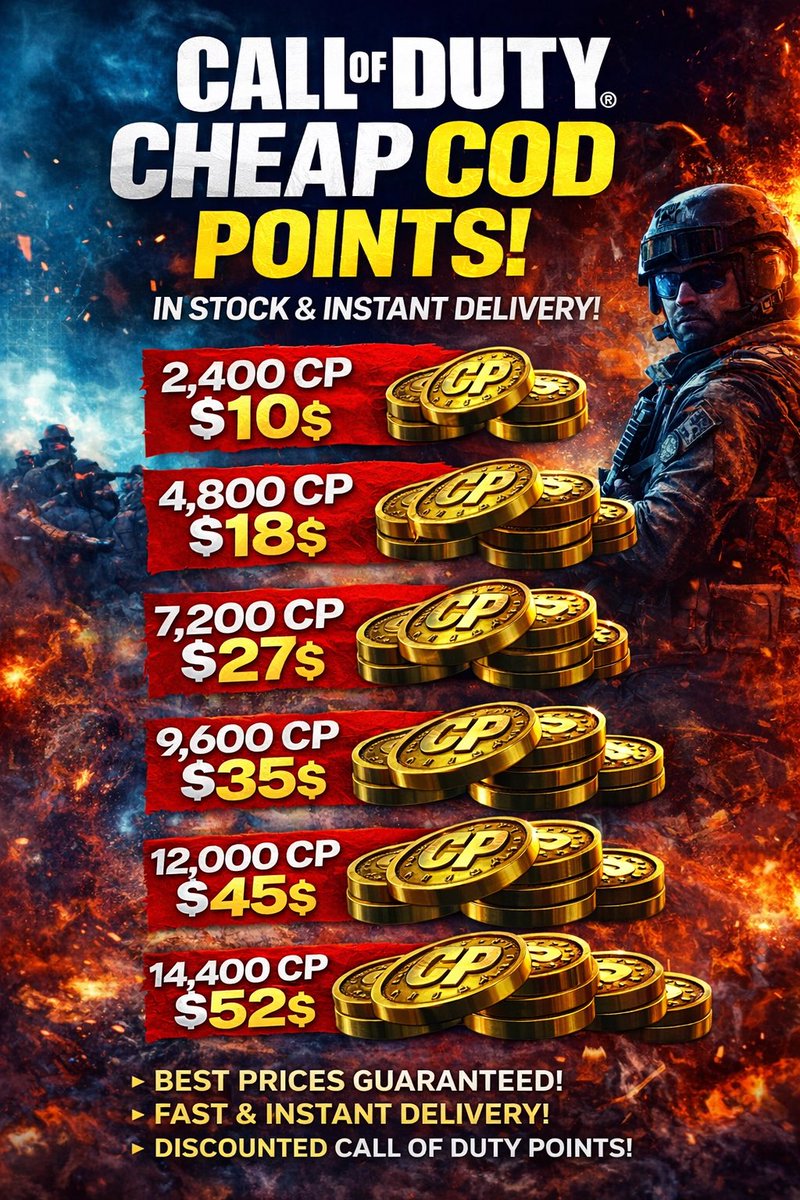 xponox's tweet photo. Doing COD Points! Best Prices 
       • 2,400 CP → $10
•4,800 CP → $18
•7,200 CP → $27
•9,600 CP → $35
•12,000 CP → $45
•14,400 CP → $52
•16,800 CP → $60
•19,200 CP → $68
More can be negotiated
Join Discord and Create Ticket https://t.co/abOeUzJ4Ys https://t.co/JZMRS2Qaj0