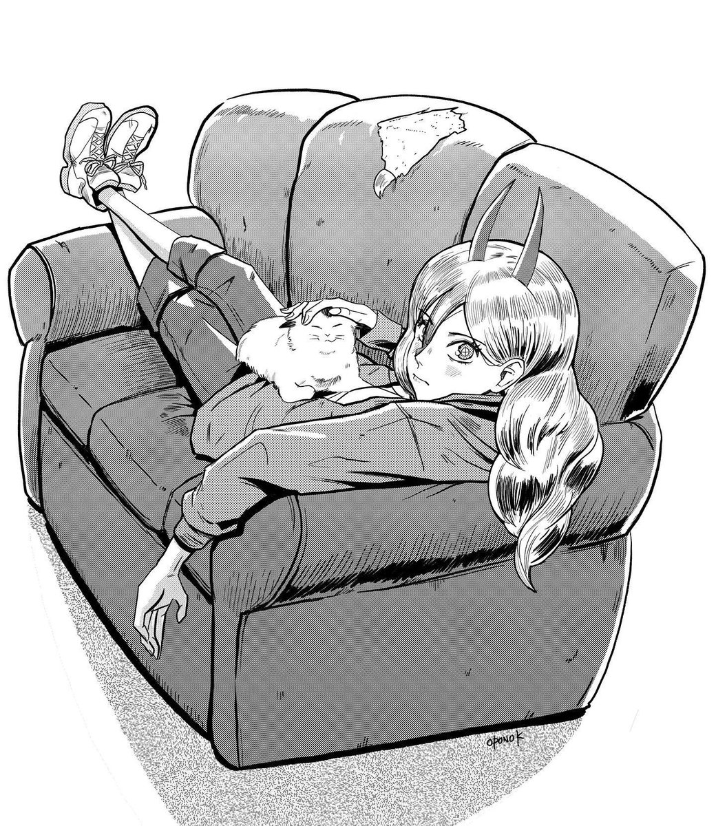 Illustration of Power and Meowy.
#csm #csmfanart