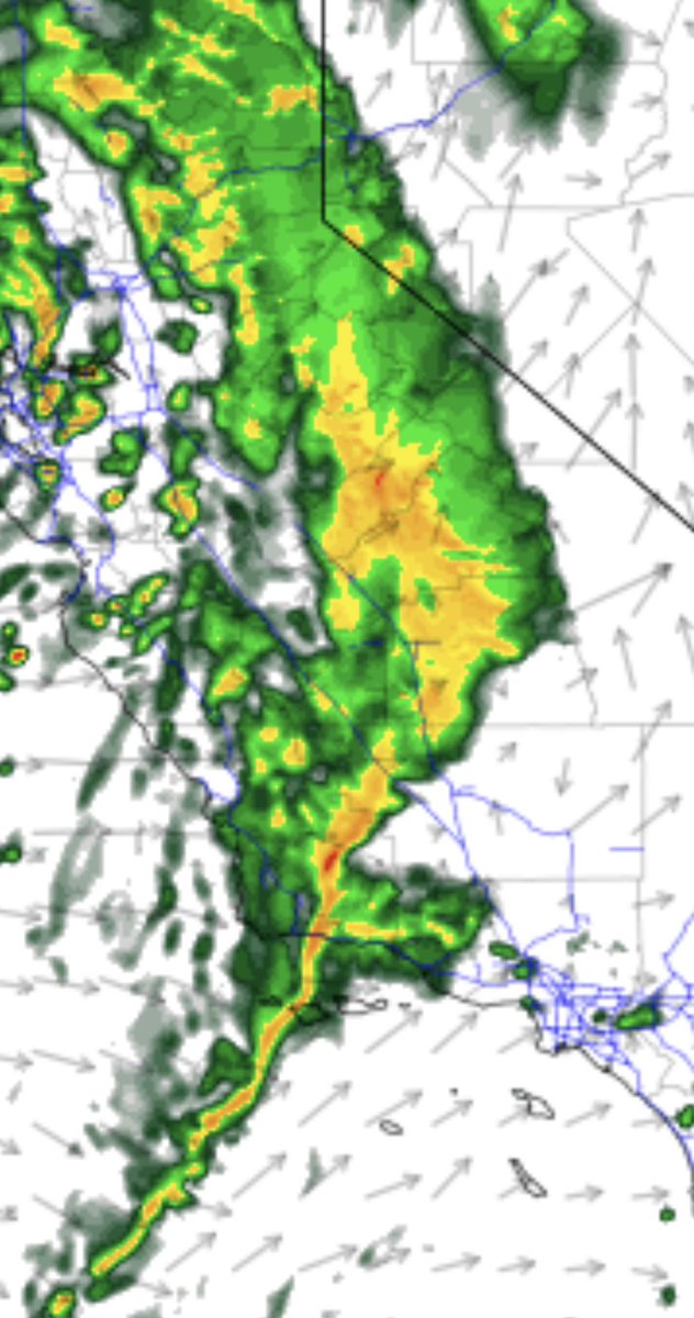jason61987's tweet image. Friday April 10, 2026, 7:32 PM:  Latest HRRR 0Z has shown a now potent Squall Line Sunday 2AM - 10AM for San Luis Obispo, Santa Barbara, Ventura, Los Angeles, Orange, and San Diego counties. #CAwx