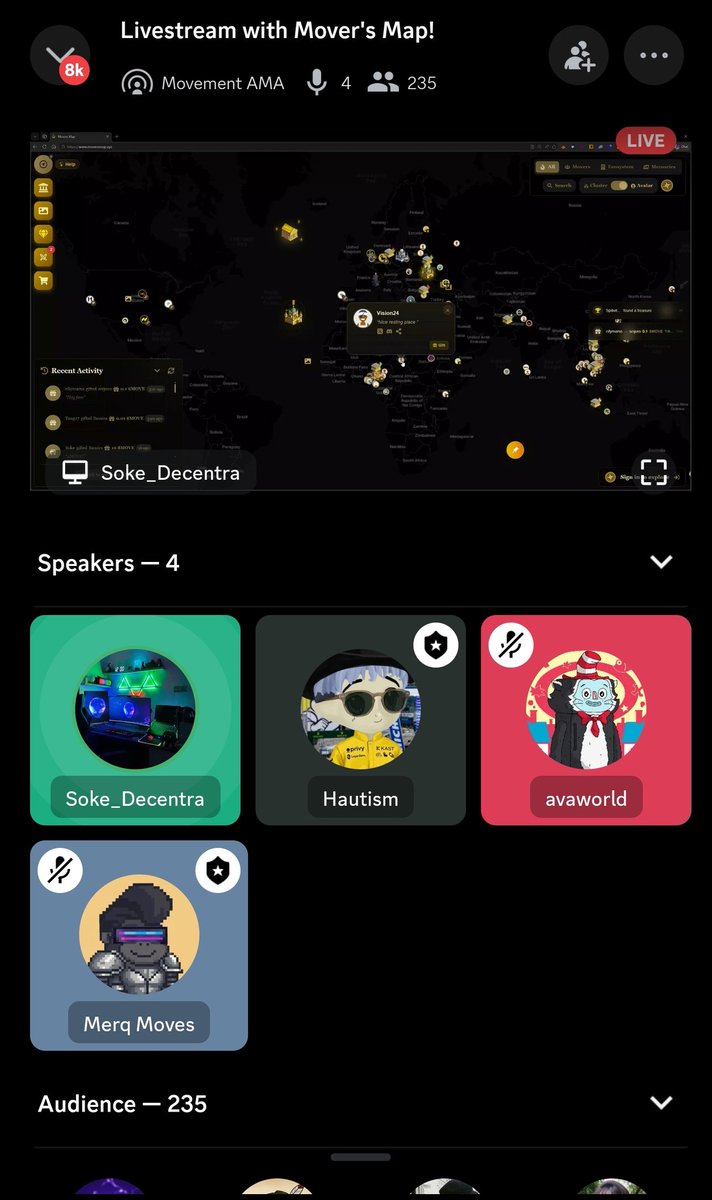 MoversMap's tweet image. ICYMI 🚨 we had over 235 "real" people in our AMA with @movement_xyz 🎙️

Not bots 🤖❌
Not farmed accounts 🌾❌
Real humans 🧑‍🚀

Show me another project pulling this off consistently 👀

I’ll wait ⏳