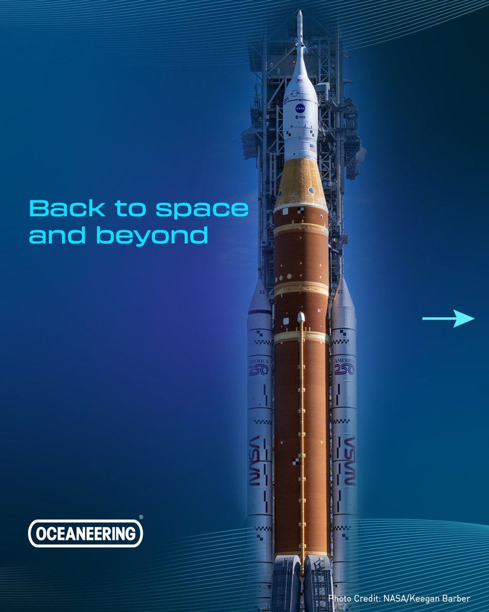 Oceaneering's tweet image. We are proud to support @NASA's #ArtemisII mission with critical technologies that contribute to crew safety and mission success throughout the journey. 

We’re honored to stand alongside NASA and the teams powering this new era of discovery. 

#MoonToMars #TotheMoonandBack