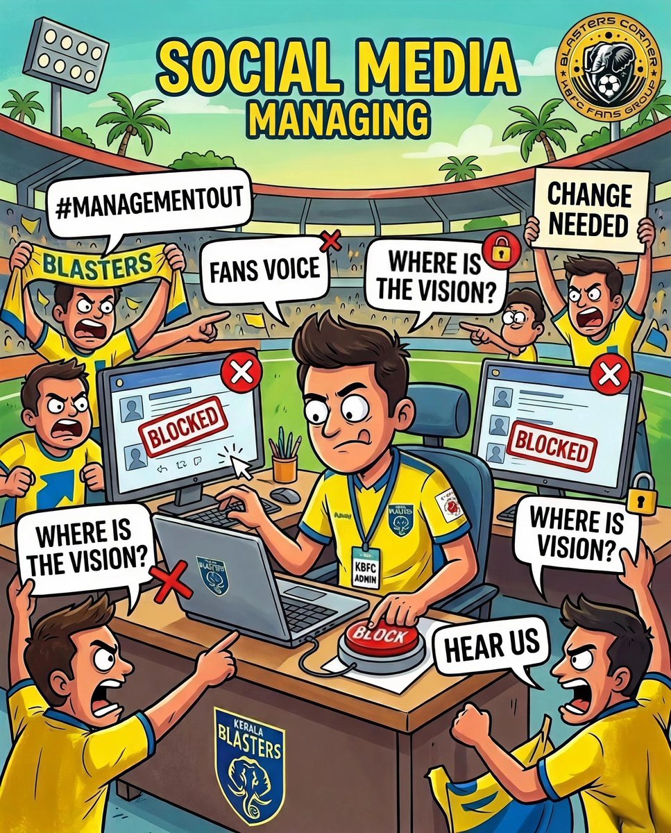 Kbfc_Corner's tweet photo. Where is the vision?
Still no reply… only blocks. 🔒
We deserve better.💛🙌🏻
Start listening.🙏🏻👂🏻

#fansfirst #savekbfc #keralablastersfc #respectfans #blasterscorner https://t.co/4OluKXaVWP