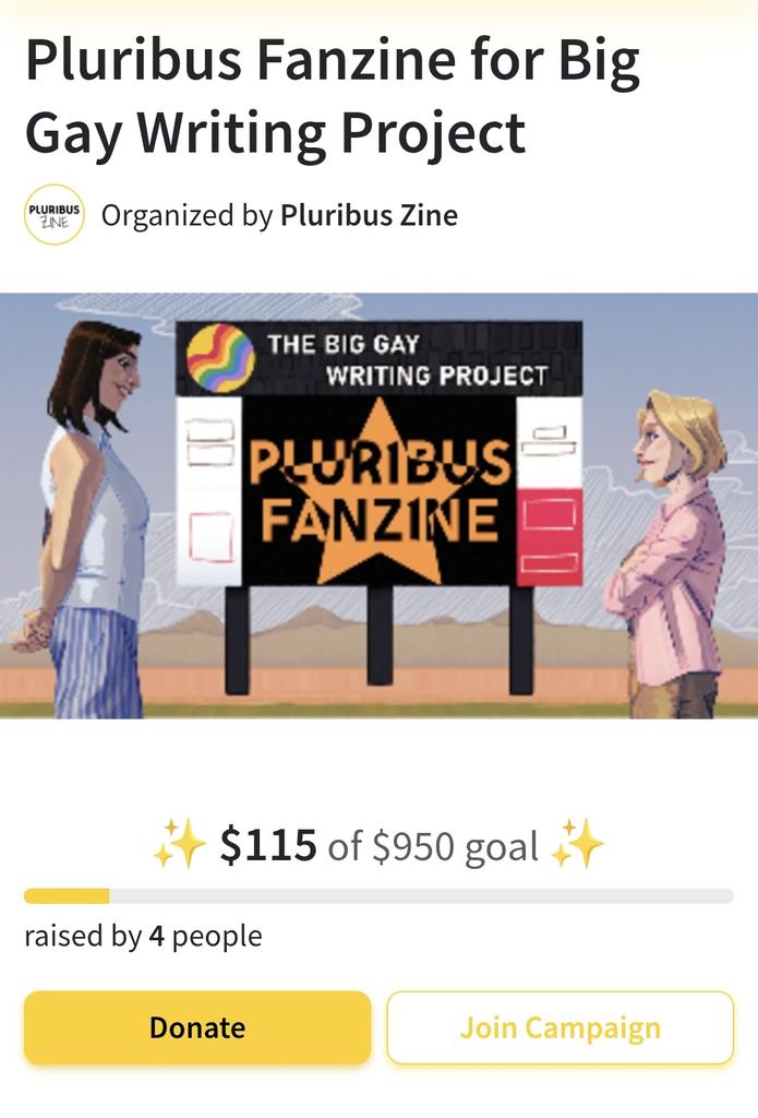 pluribuszine's tweet image. HOLY CRAP, the first milestone has been completed!! Thank you so much! 💛
Printable mini recipe zines will release with the fanzine in August!
Next up at 150$: printable sticker sheets with illustrations of various characters!
Full list and more info: pledge.to/pluribus-fanzi…