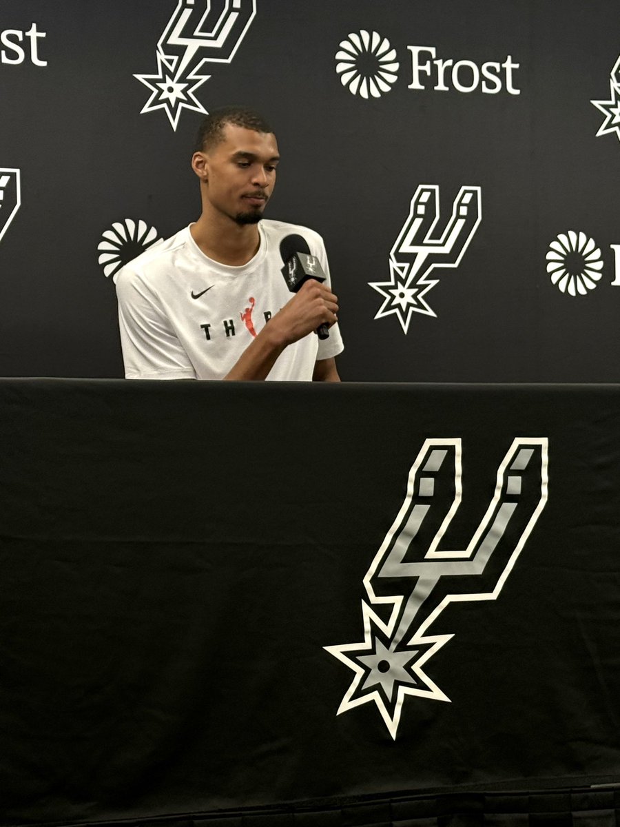 mattgzman's tweet image. #Spurs star Victor Wembanyama, asked simply if he would be surprised if he wasn’t named the unanimous DPoY:

“Yes. Yes, I would.” #PorVida