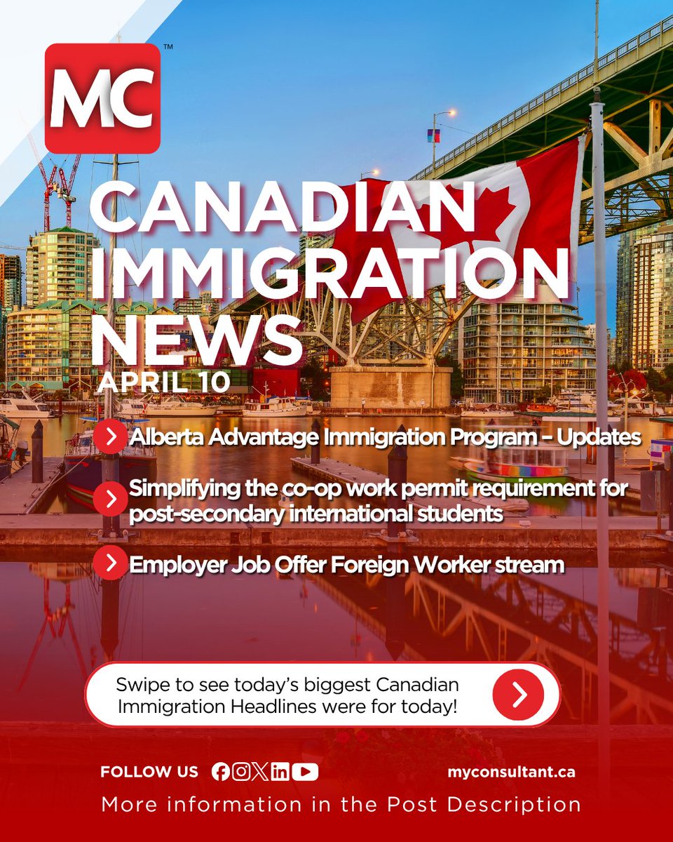 MyConsultant_ca's tweet photo. Immigration Updates 
• Alberta Advantage Immigration Program (AAIP) – Updates
https://t.co/XZfp0nKXUa
• Simplified co-op work permit rules 
https://t.co/WjKqLLtLhM
• 2026 Ontario Immigrant Nominee Program (OINP) Updates
https://t.co/BlUXgTIZOf

#CanadaImmigration  #canadanews https://t.co/pS836Ab8T7