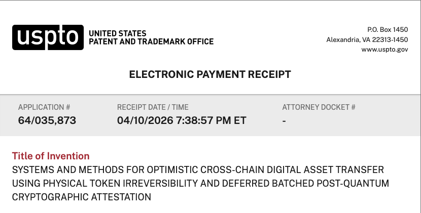 <a href="/colosseum/">Colosseum</a> - Week 1 Alpha Update: 
SOQ-TEC has arrived at the <a href="/colosseum/">Colosseum</a>. This week, we successfully executed and tested the first-ever PQ custody gateway between Solana Devnet and Soqucoin L1 Testnet3. 

🛡️ 3 New Inventions. > 📄 2 Patents Filed. > ⚡ <30s Quantum-Express