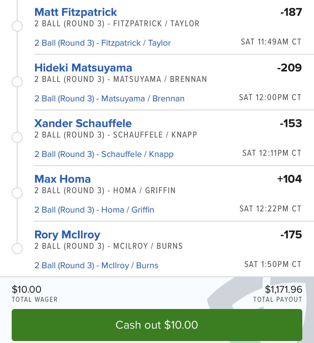 REVERSEJINXPIX's tweet image. #TheMasters Round 3 2-Ball⛳️

$10—&amp;gt;$1,100🍑

🏌️‍♂️Corey Conners
🏌️‍♂️Viktor Hovland
🏌️‍♂️Aaron Rai
🏌️‍♂️Collin Morikawa 
🏌️‍♂️Matt Fitzpatrick
🏌️‍♂️Hideki Matsuyama
🏌️‍♂️Xander Schauffele
🏌️‍♂️Max Homa
🏌️‍♂️Rory McIlroy

Let’s. Bread. 🍞
