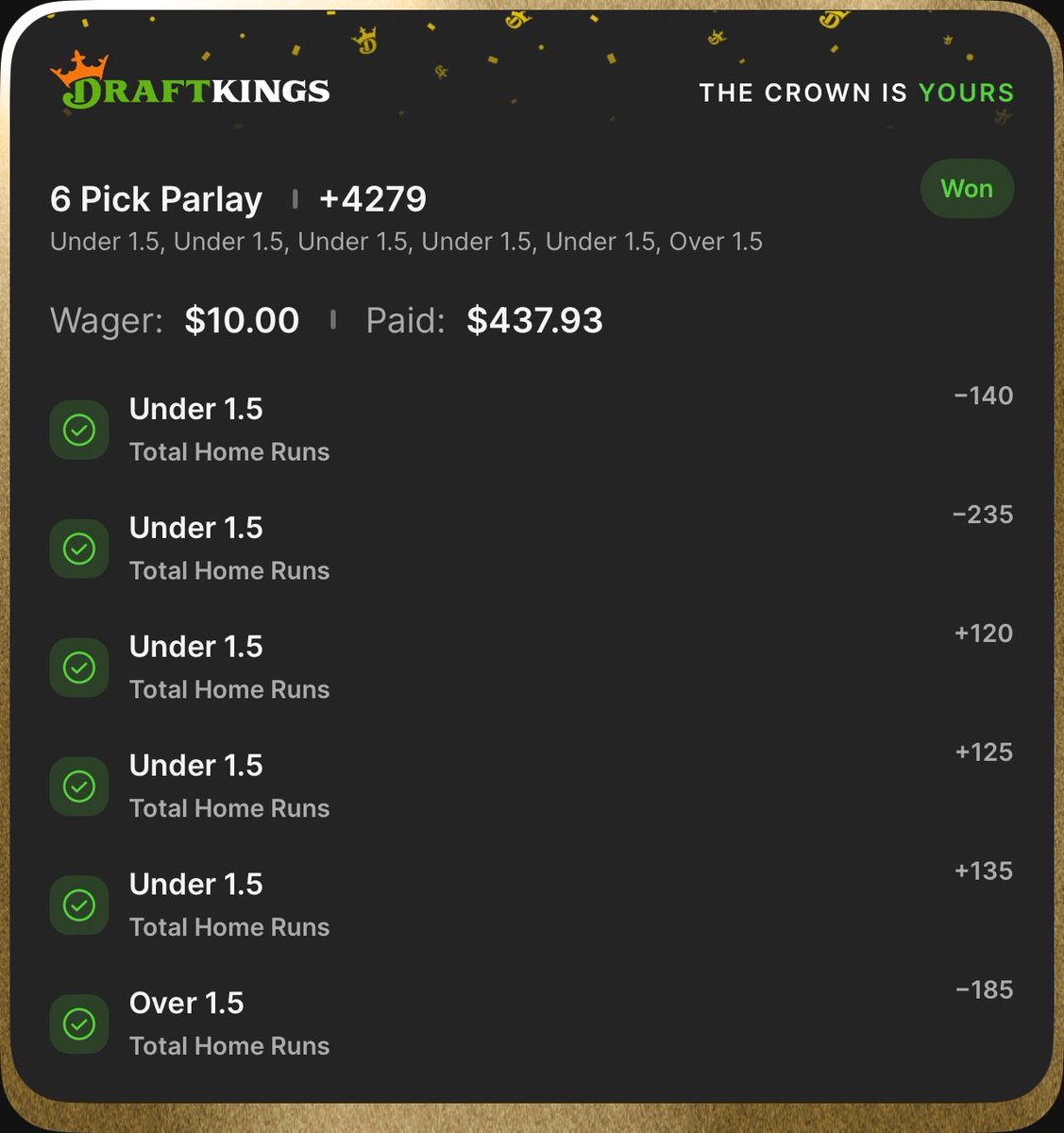 TooSylent's tweet photo. @onlyparlays Took the over thankfully! 💰 https://t.co/6Nz7qXOxGQ