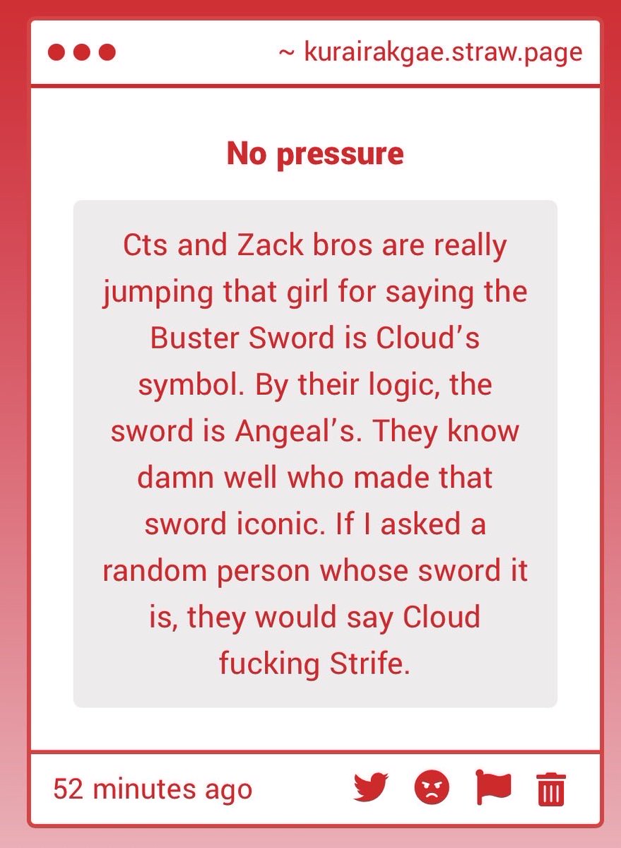 well nobody hates cloud more than them which is crazy cuz the general public would say it’s clouds sword, the devs even say it’s clouds sword😭😭 it’s his