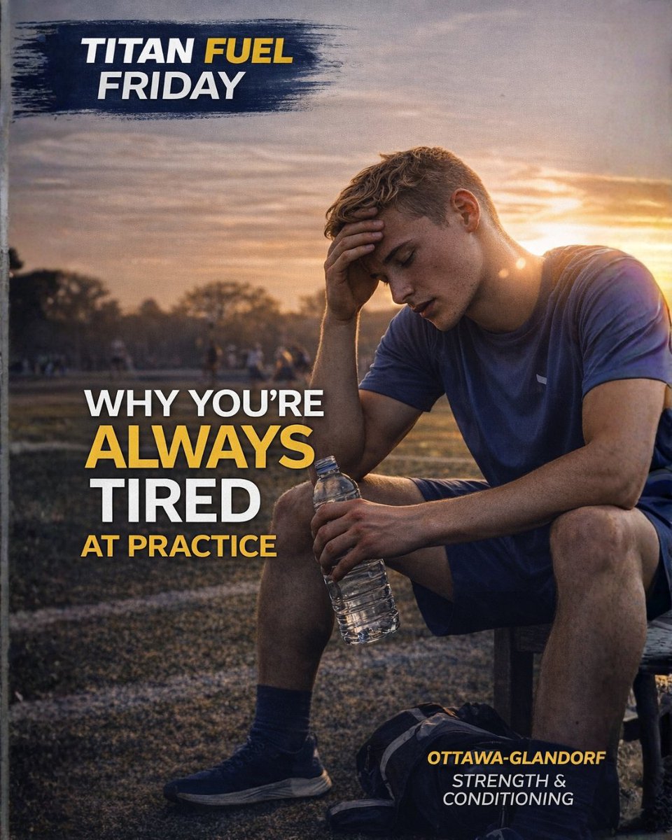 OGHS_SC's tweet photo. Always tired at practice?

It’s not your workout—it’s your habits.

• Skipping breakfast
• Not eating enough during school
• Poor hydration
• Not enough sleep
You can’t perform on low fuel.
Eat. Hydrate. Sleep. #TitanFuel https://t.co/pGOcwyPlJt