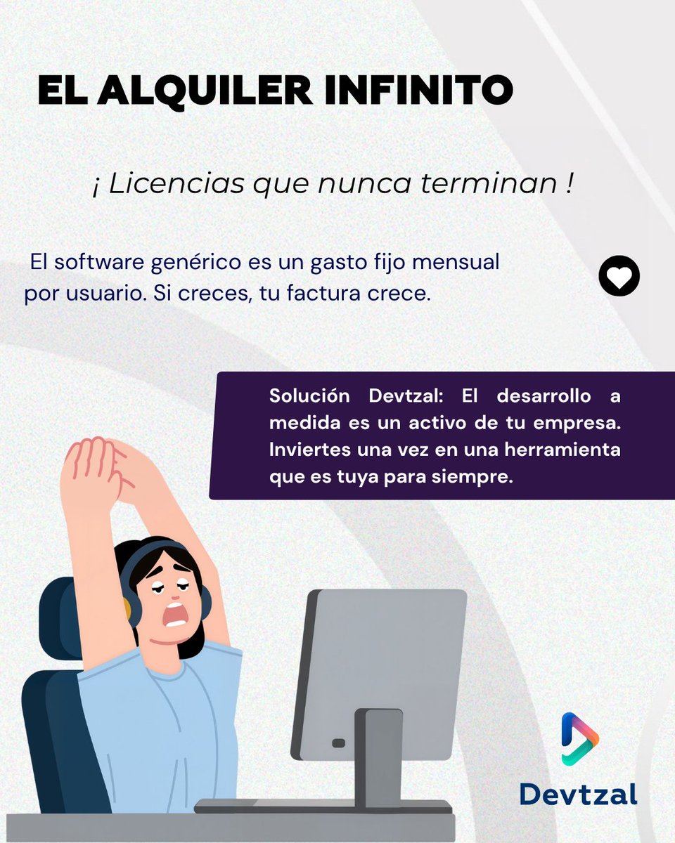 devtzal's tweet photo. ¿Tu software es una herramienta o un "alquiler infinito"? 🤔

Deja de pagar licencias eternas y funciones que no usas. En Devtzal creamos software artesanal:

✅ Activo propio, no gasto. ✅ Adaptado a tu proceso. ✅ Sin muros técnicos.

https://t.co/DDFizf5nVt https://t.co/DbG2XwlN1S