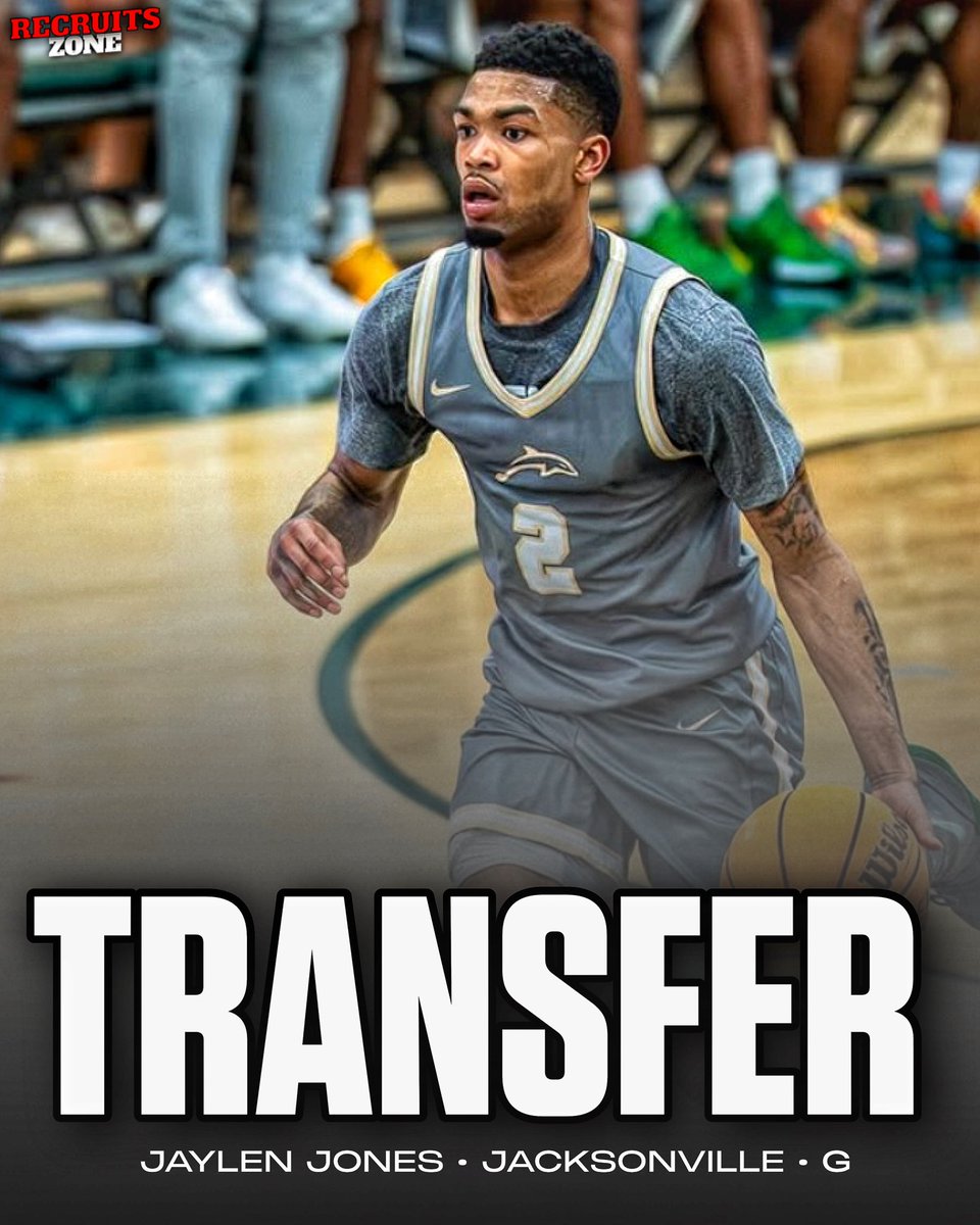 recruitszone's tweet photo. INFO: Jacksonville junior guard Jaylen Jones has entered the transfer portal, he tells @madehoops .

Averaged 9.7 PPG on 44.1% FG, 3.5 RPG, 2.6 APG, & 1.4 SPG this season. 

The 6’0 guard has made previous stops at Oakland and Tennessee State. Has 1 more year of eligibility remaining.